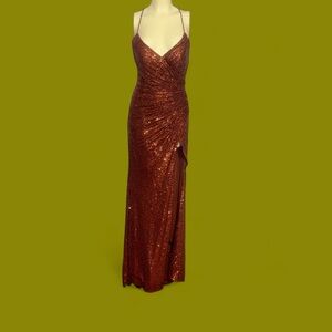 Cinderella Copper Sequin Maxi Dress